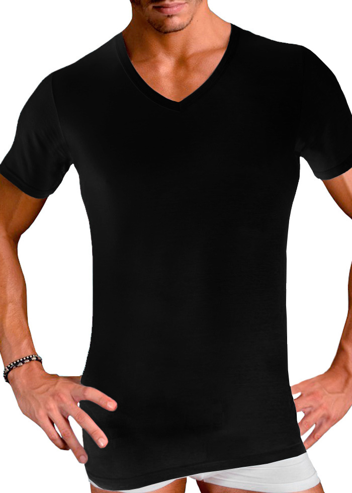 Herr T shirt Svart V ringad Herr T shirt Svart V ringad